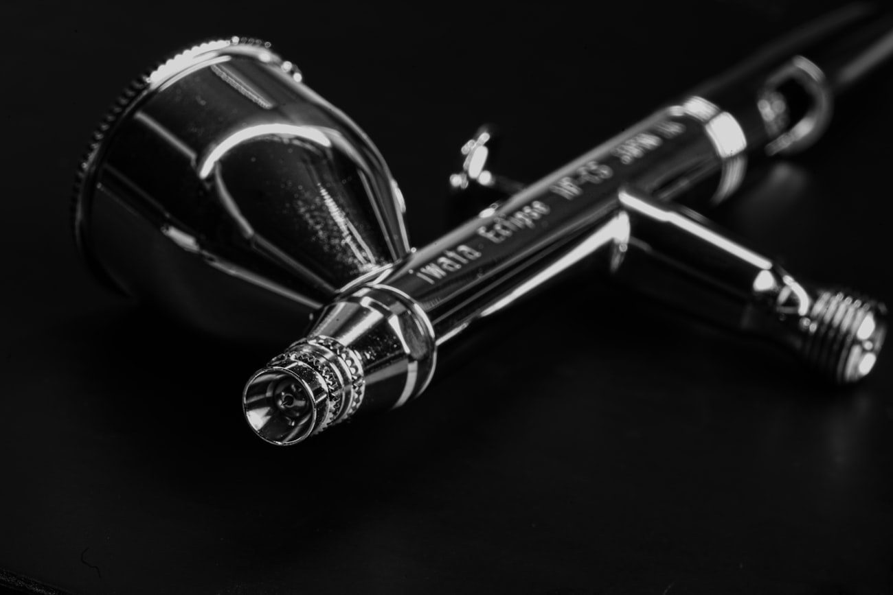 Close-up of a professional airbrush makeup gun